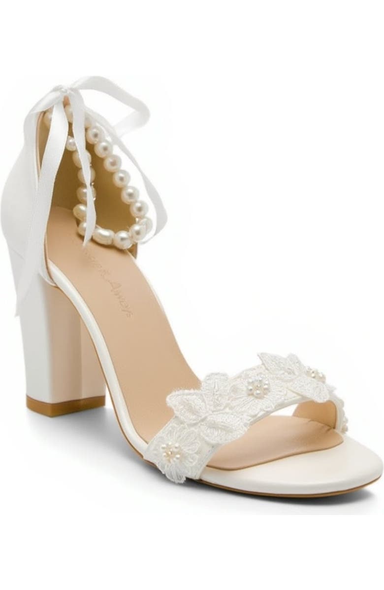 Forever & Always Shoes Elvian Floral Block Heel Bridal Sandal, Main, color, Ivory