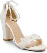 Forever & Always Shoes Elvian Floral Block Heel Bridal Sandal