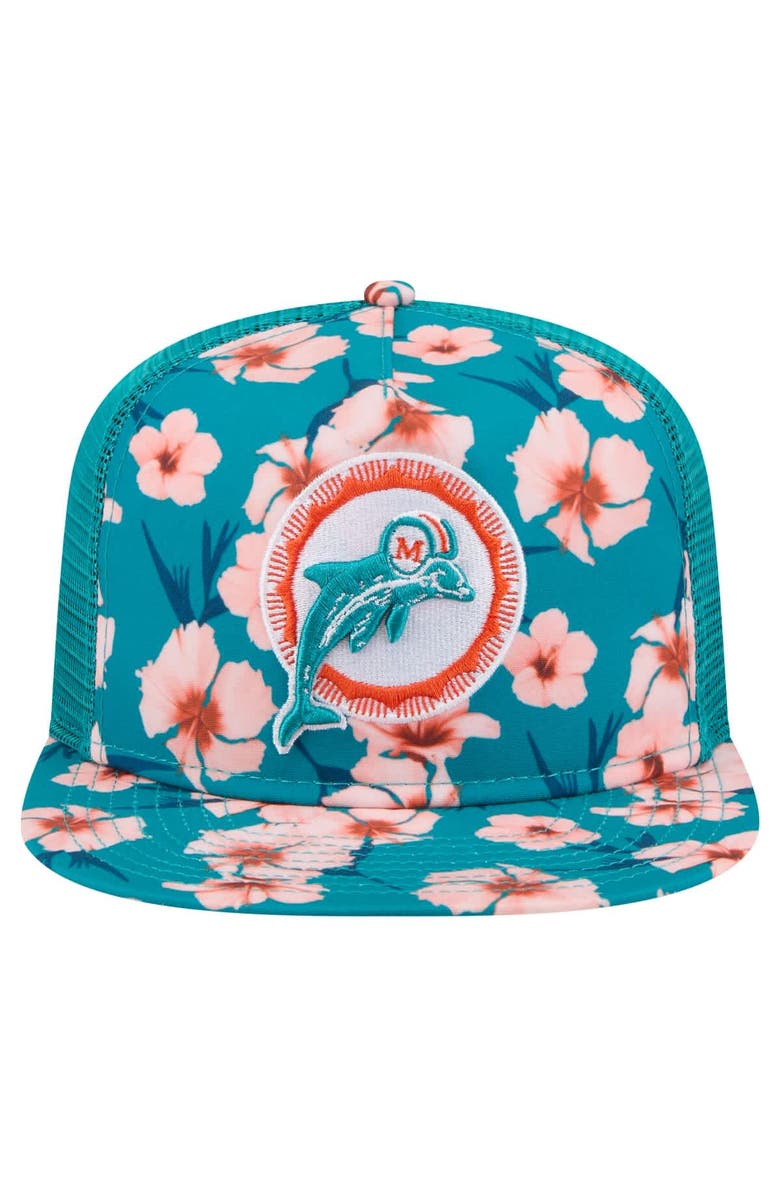 New Era Men's New Era Aqua Miami Dolphins Adventure Pattern Golfer Snapback Hat, Alternate, color, 