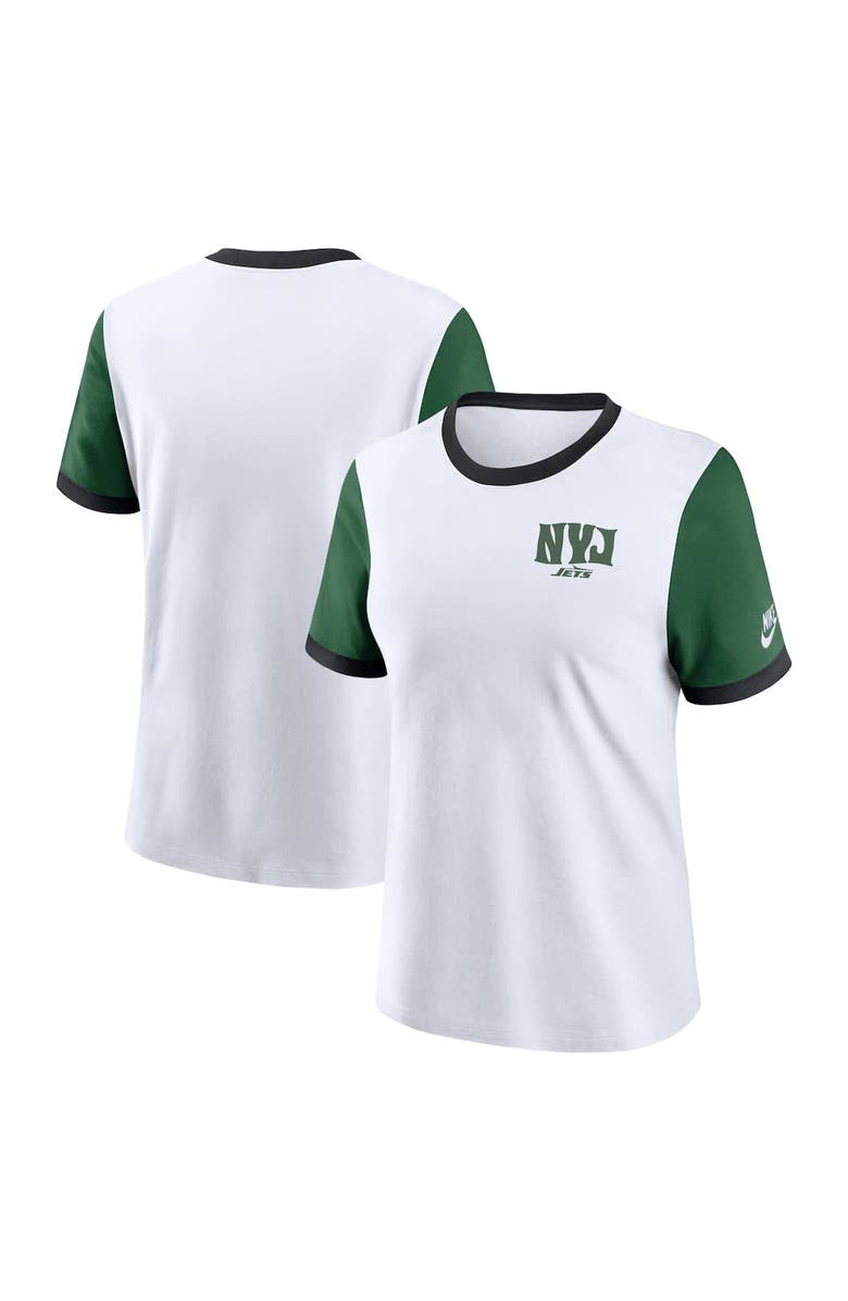 Nike Women's Nike White New York Jets Rewind Ringer Tri-Blend T-Shirt, Alternate, color, White