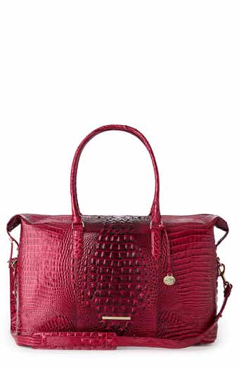 Brahmin Medium Asher Croc Embossed Leather Tote Merlot