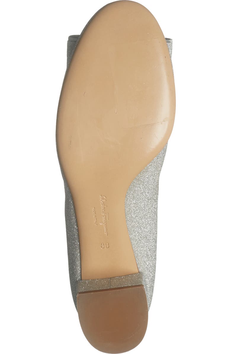 FERRAGAMO Salvatore Ferragamo Vara Bow Glitter Pump, Alternate, color, Argento