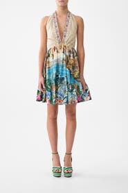 Camilla Ruffle Hem Halter Short Dress