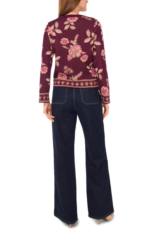 Vince Camuto Floral Jacquard Sweater In Brown