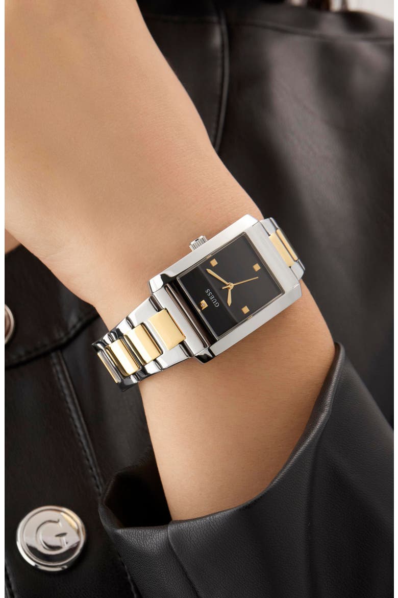 Bonnie Diamond Two-Tone Bracelet Tank Watch, 27mm, Alternate, color, GOLD