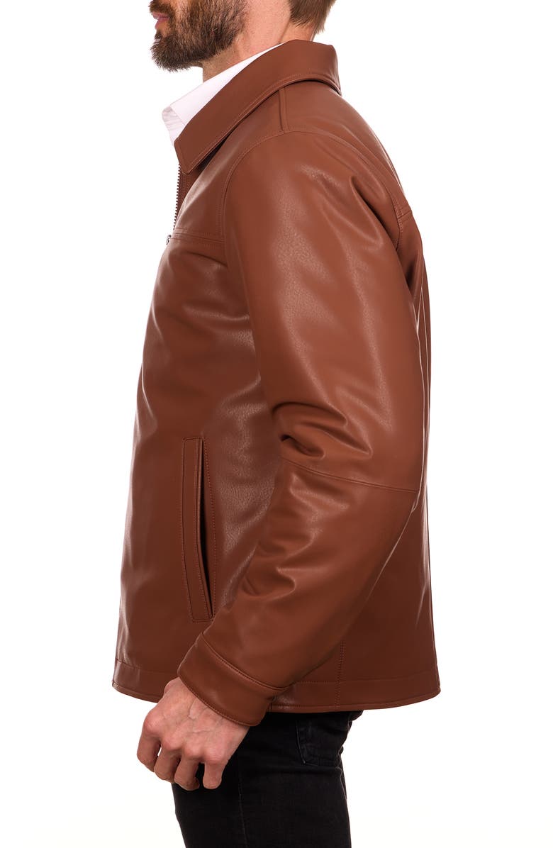 Perry Ellis Classic Leather Jacket, Alternate, color, Cognac