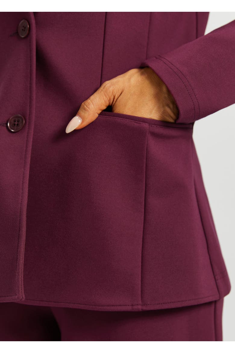 Classic Blazer Stretch Ponte, Alternate, color, Burgundy