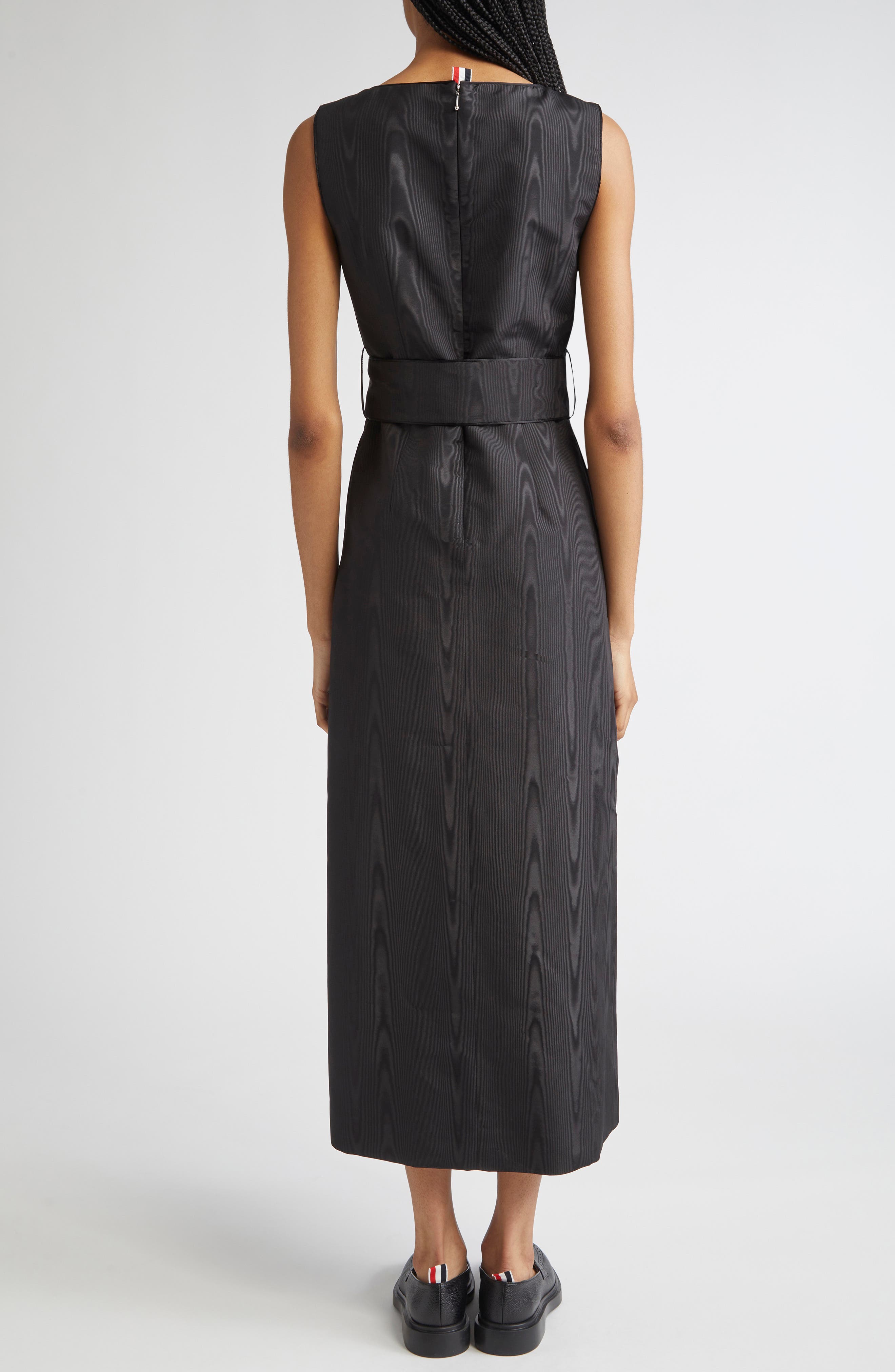 Bateau Neck Silk Moire Belted Dress - image 2