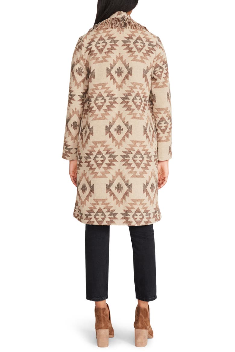 Fringe Shawl Collar Coat, Alternate, color, BROWN AZTEC