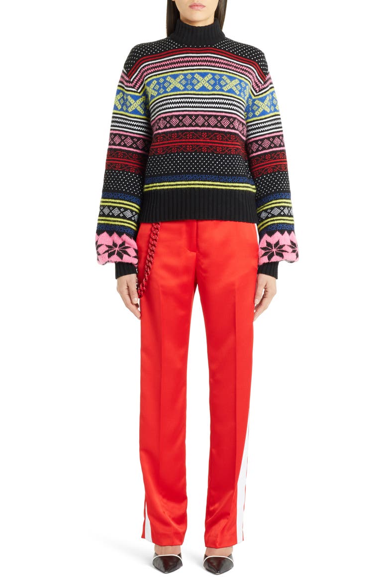 Fair Isle Wool Blend Sweater, Alternate, color, BLACK