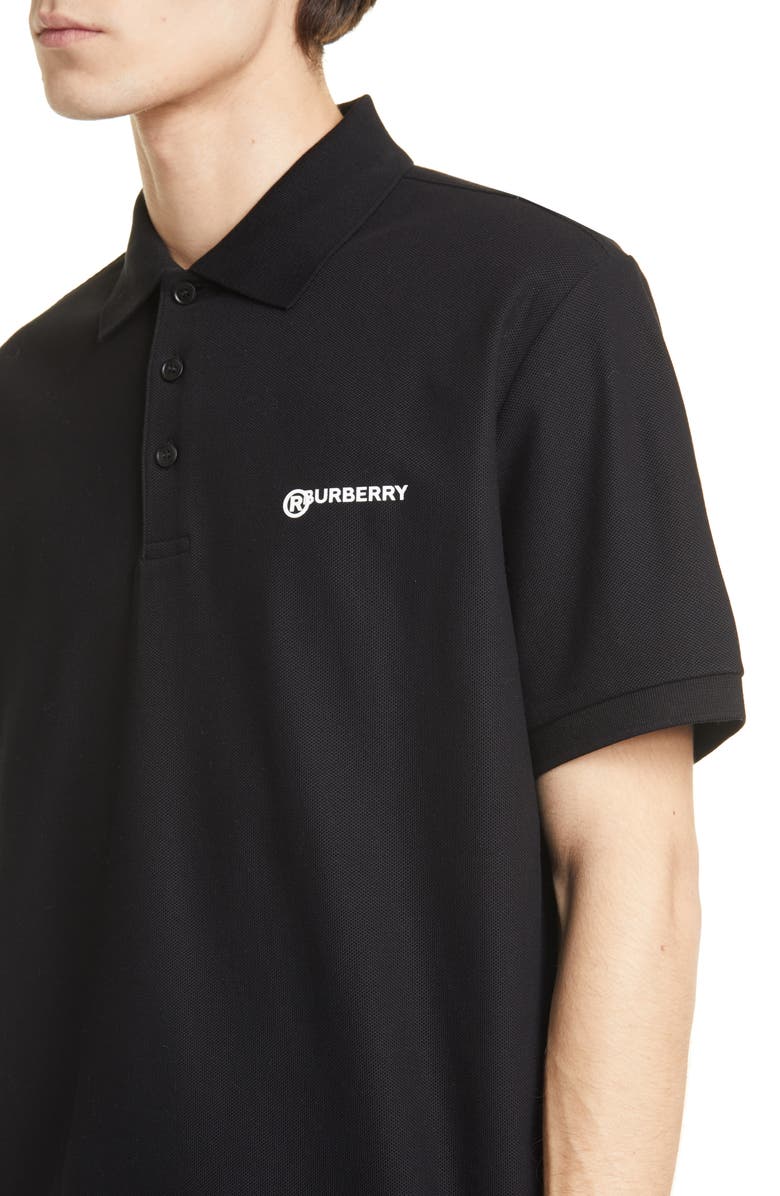 Burberry Horseferry Logo Black Short Sleeve Polo, Alternate, color, 