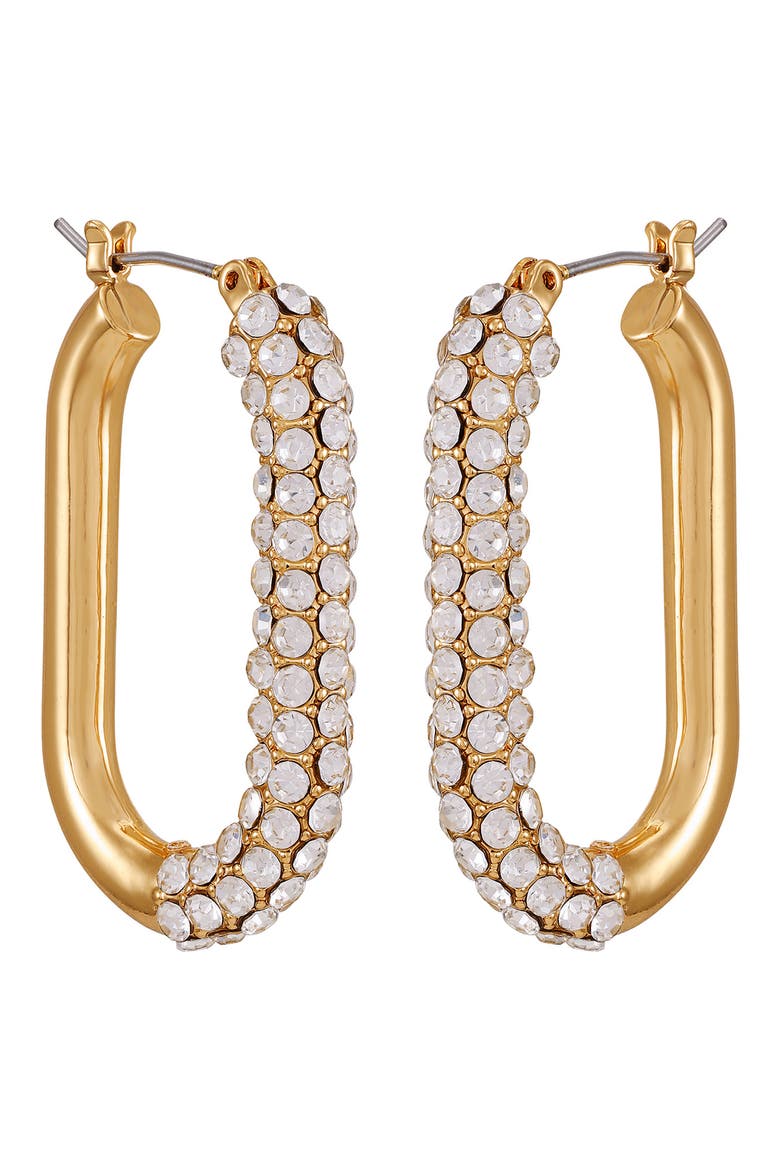 Pavé Crystal Hoop Earrings, Main, color, GOLDTONE4