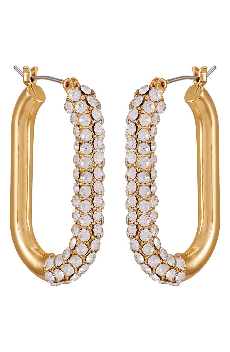 Vince Camuto Pavé Crystal Hoop Earrings, Main, color, Goldtone4