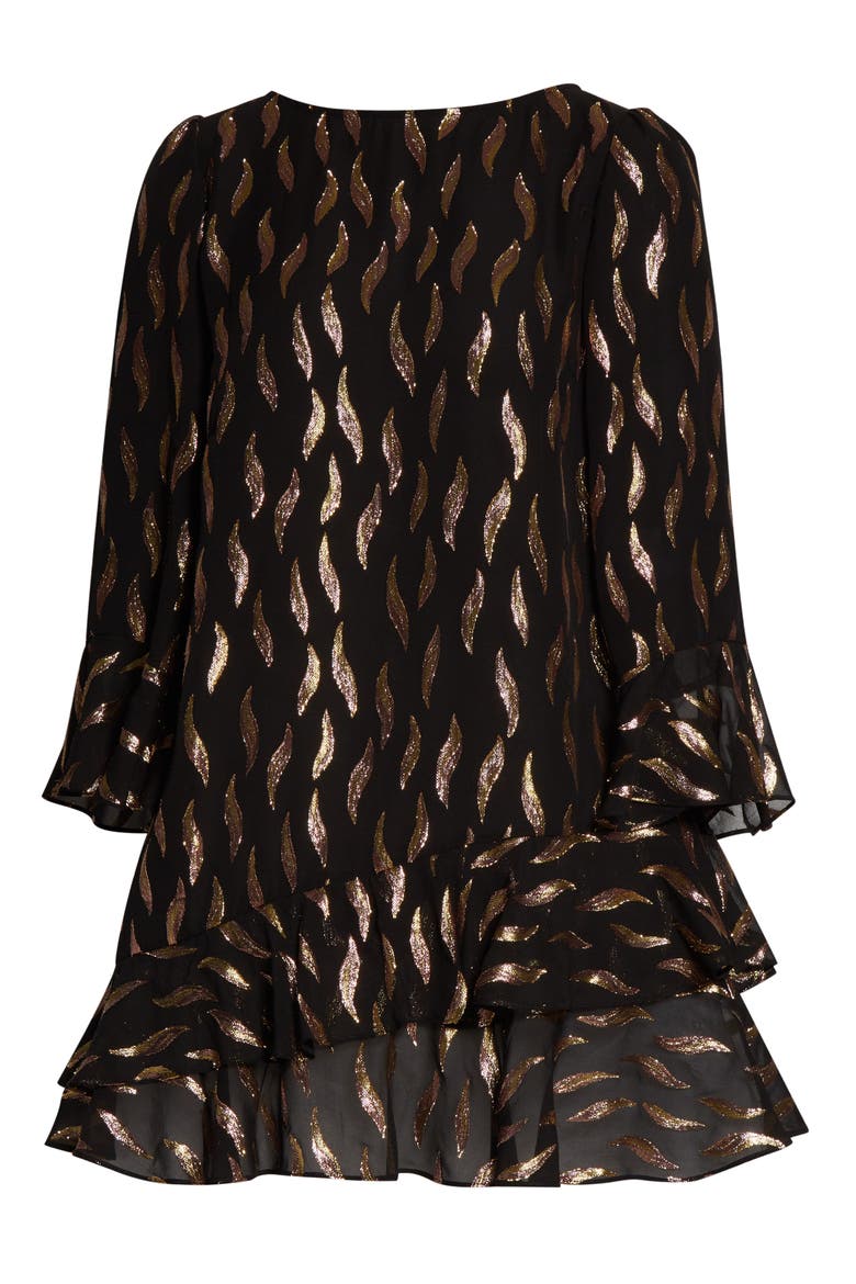 Marissa Metallic Floral Fil Coupé Minidress, Alternate, color, PINK GOLD