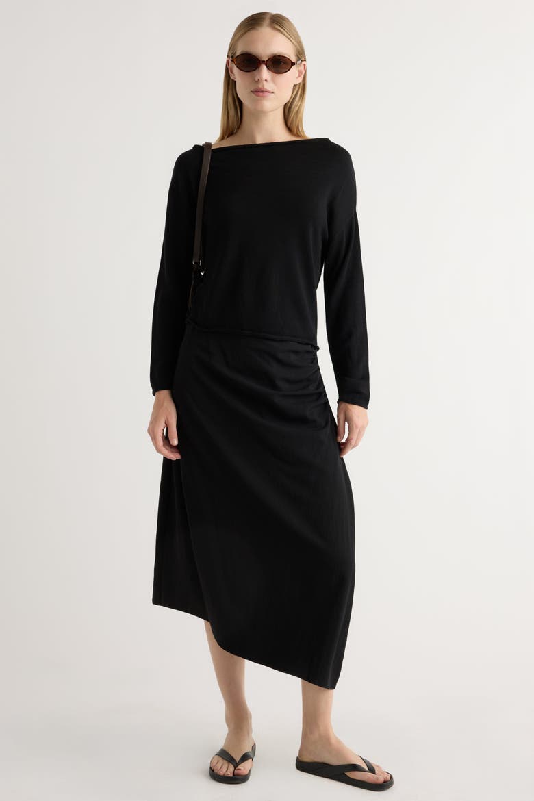Hachi Tencel-Wool Off-Shoulder Sweater, Alternate, color, Black