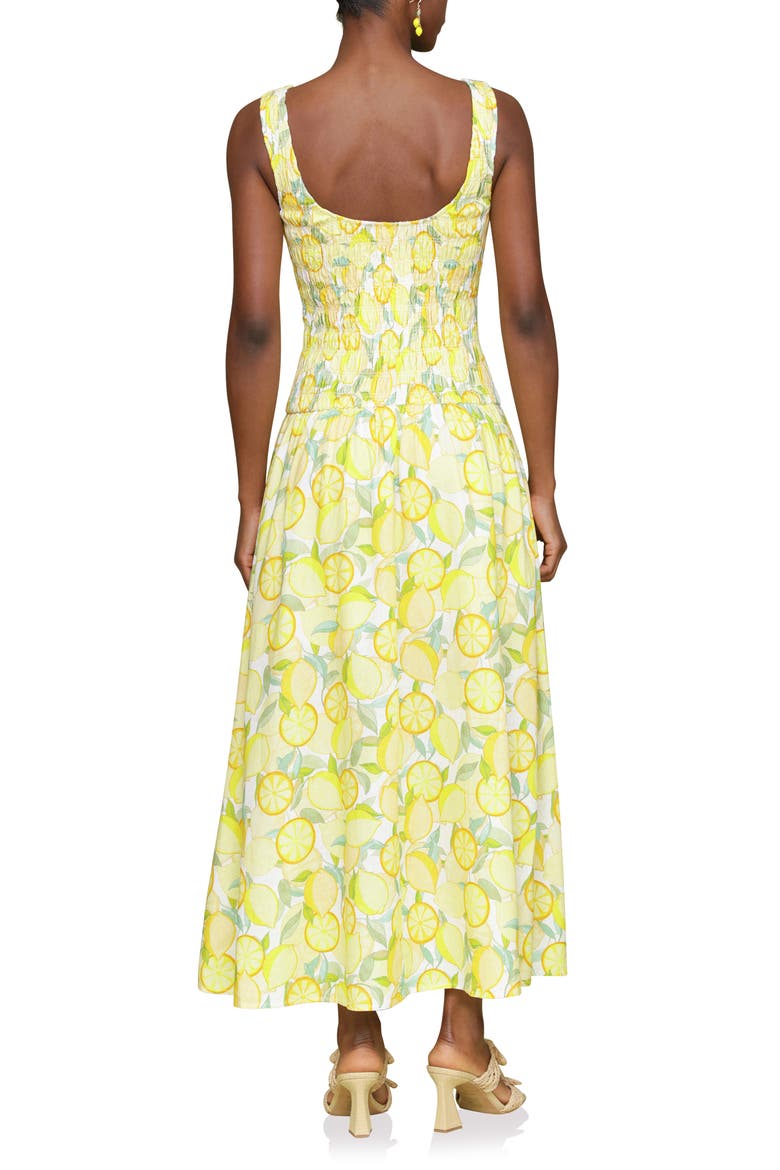 Smocked Sleeveless Fit & Flare Maxi Dress, Alternate, color, LIMONCELLO