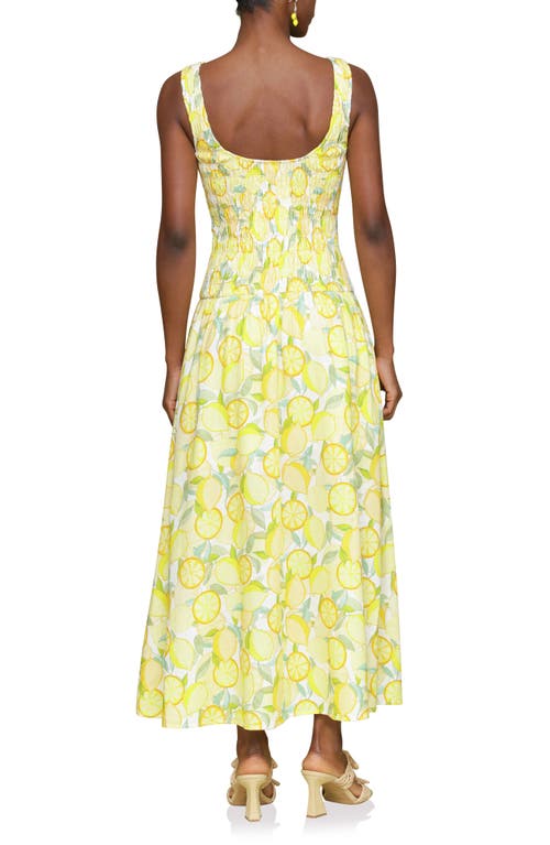 Avec Les Filles Smocked Sleeveless Fit & Flare Maxi Dress In Limoncello