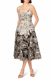 Embroidered Organza Midi Dress