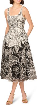 Aidan Mattox by Adrianna Papell Embroidered Organza Midi Dress