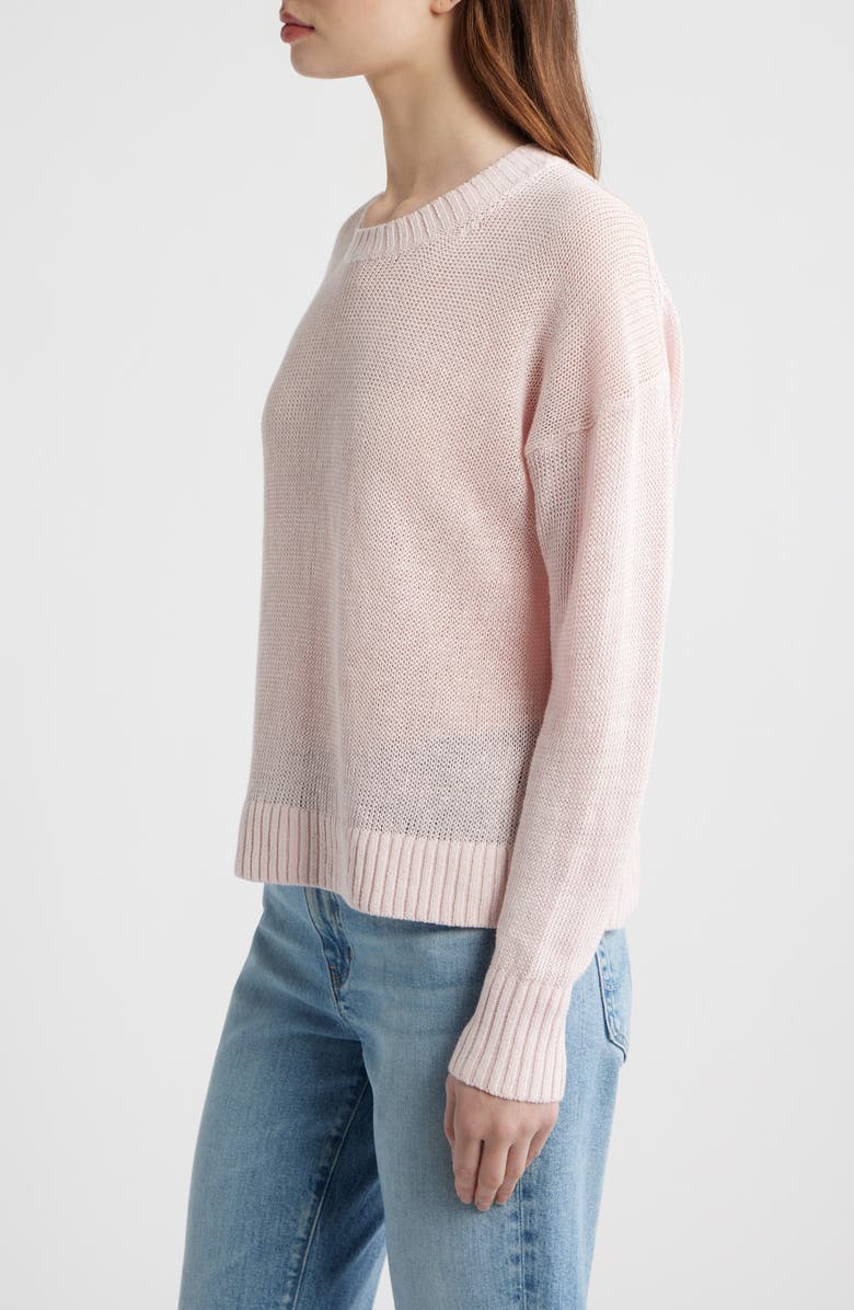 Madewell Linen Drop Shoulder Sweater, Alternate, color, Pink Blush