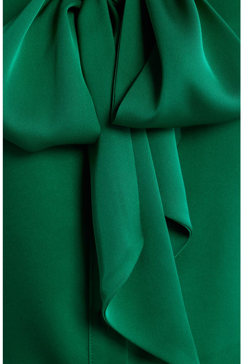 The Nicoletta Tie Neck Silk Stretch Satin Button-Up Shirt, Alternate, color, PARROT GREEN