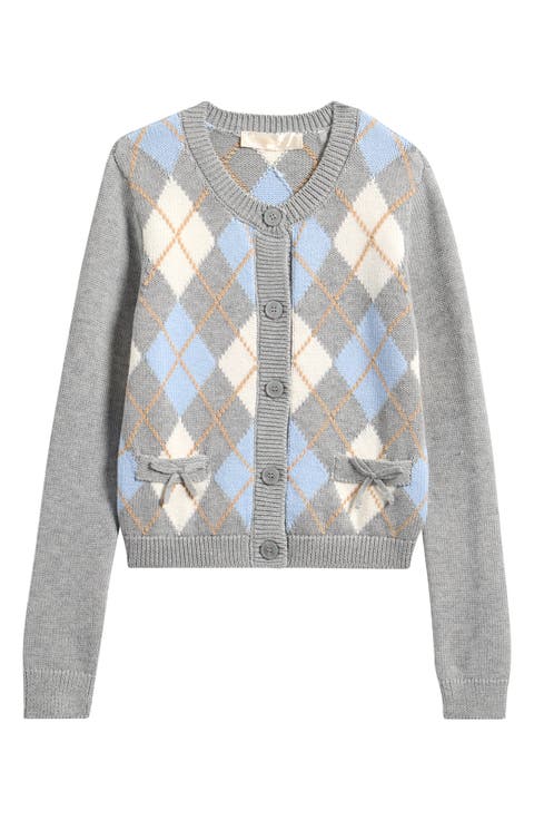 Kids' Renilly Argyle Cotton & Wool Cardigan