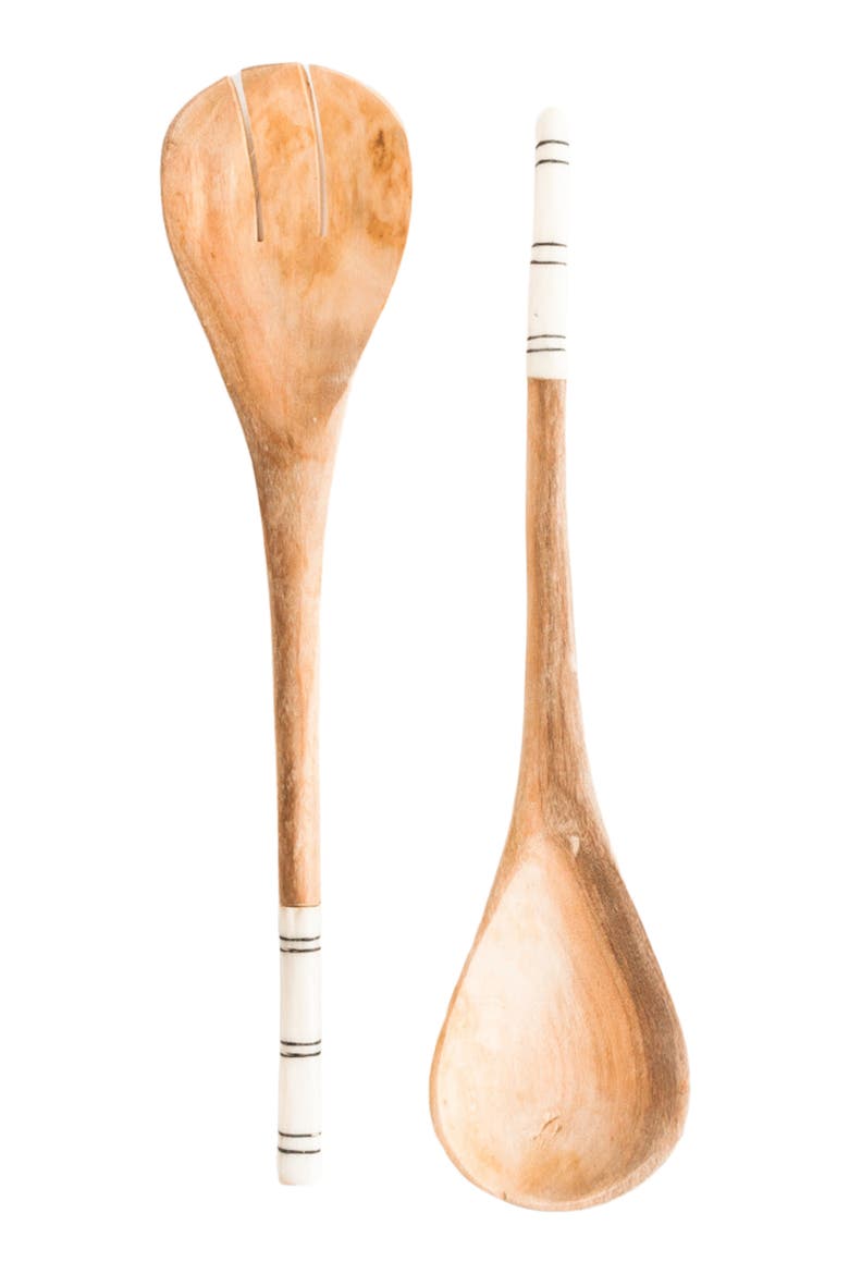 Striped Salad Servers, Main, color, Natural