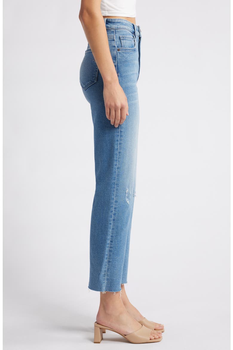 Ripped Raw Hem High Waist Ankle Straight Leg Jeans, Alternate, color, MEDIUM WASH