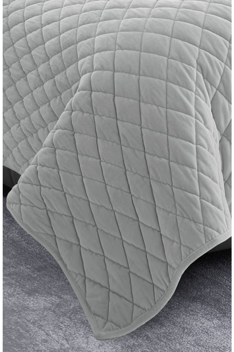 Diamond Velvet Quilt & Sham Set, Alternate, color, SILVER