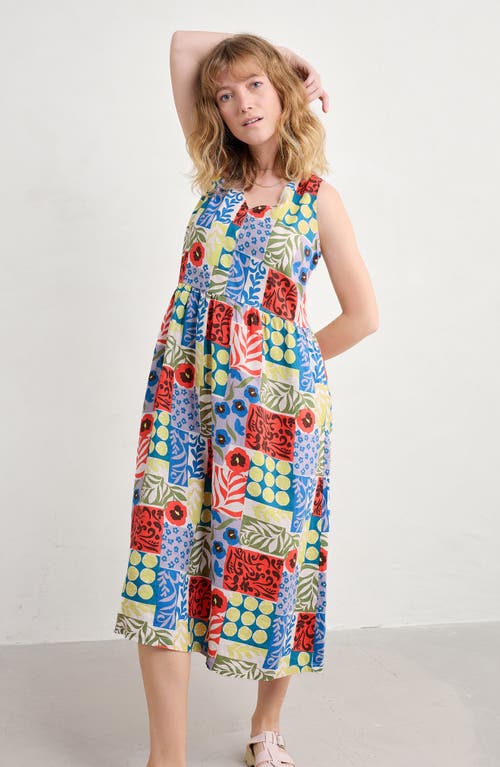 Seasalt Cornwall Lowland Sleeveless Linen Midi Dress In Multi