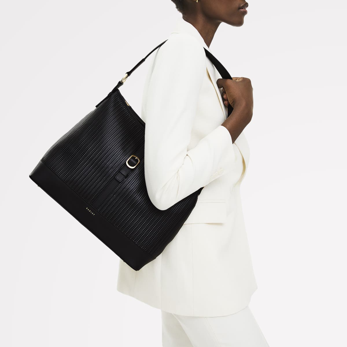 Radley Ebury - Weave Medium Ziptop Shoulder Bag, Alternate, color, Black