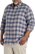 Harbor Bay by DXL Big & Tall Small Plaid Flannel Sport Shirt