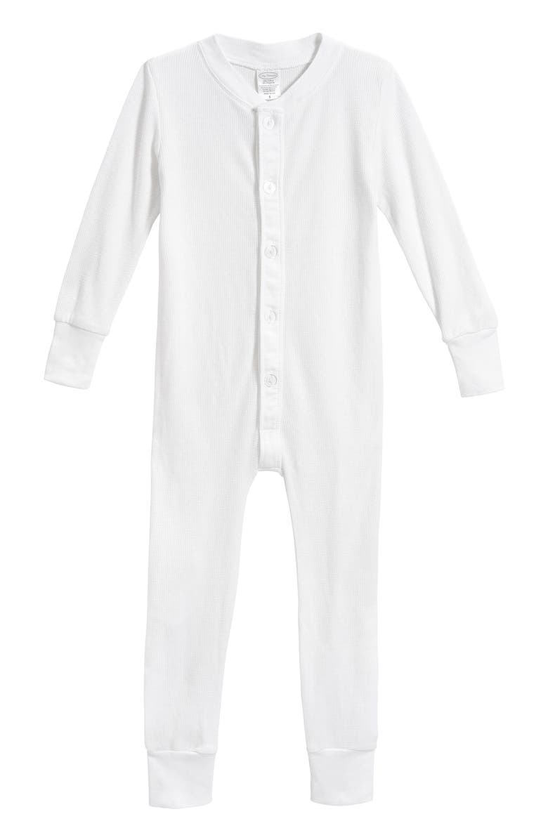CITY THREADS Kids' Soft & Cozy Thermal One-Piece Union Christmas Outfit Suit, Alternate, color, White