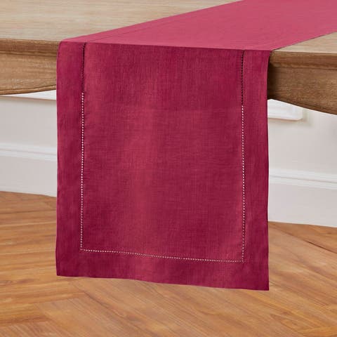Linen Table Runner for Dining Table, Holiday and Everyday Table Decor - Classic Hemstitch