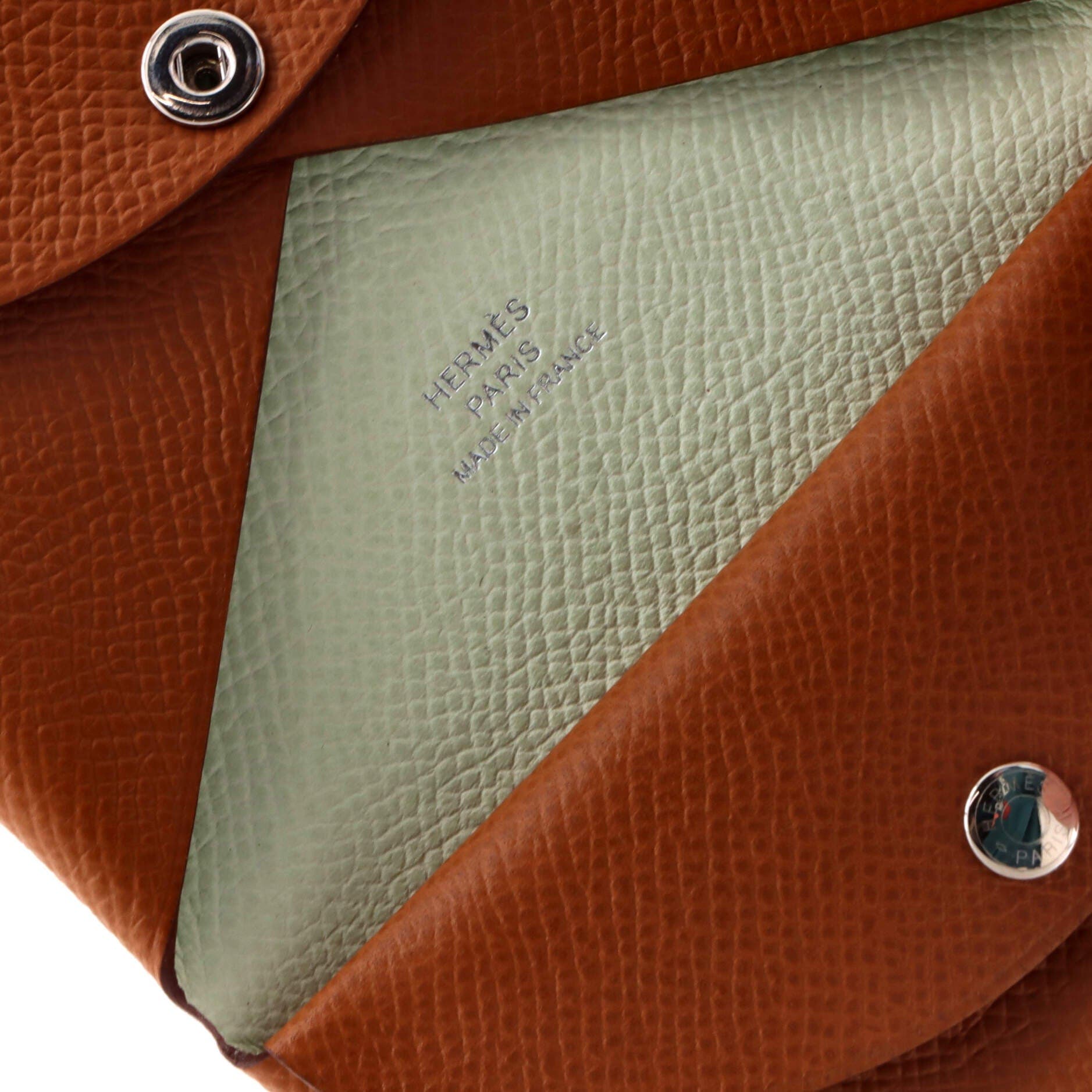 Pre-Owned Hermes Calvi Duo Card Holder Verso Epsom, Alternate, color, Verso - Gold/Vert Fizz