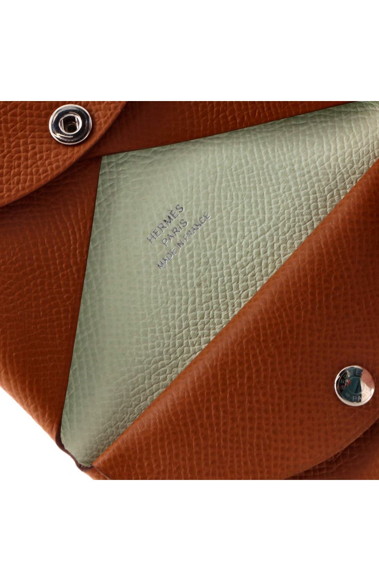 Pre-Owned Hermes Calvi Duo Card Holder Verso Epsom, Alternate, color, Verso - Gold/Vert Fizz