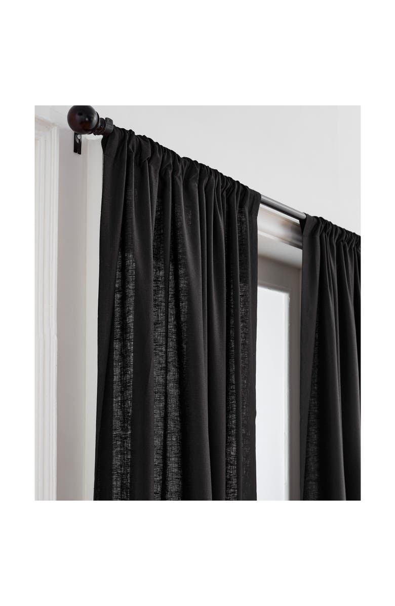 Solino Home Linen Curtain with Light Filtering Rod Pocket for Living Room, Bedroom, Alternate, color, Black