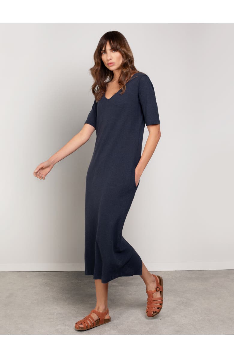 Celtic & Co. Linen Blend Midi Dress, Alternate, color, Navy
