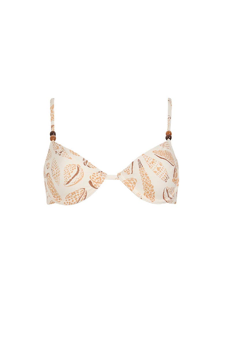 KIBYS Shell Tides Print Underwire Bikini Top, Main, color, Beige Shell Print