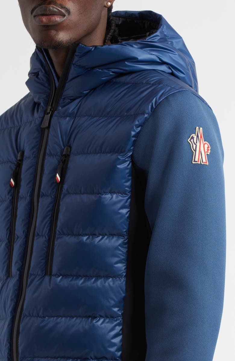 Moncler Grenoble Quilted Down & Knit Hooded Zip Cardigan, Alternate, color,