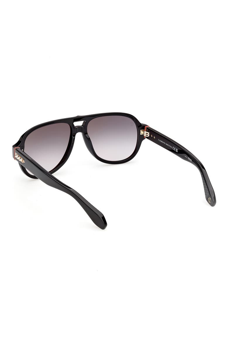 58mm Gradient Pilot Sunglasses, Alternate, color, BLACK / SMOKE ZEISS LENS