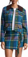Avec Les Filles Plaid Jacket with Faux Leather Trim