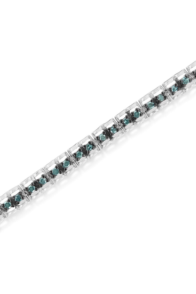 Black Rhodium over Silver 1.0 Cttw Rose Cut Diamond Double-Link Tennis Bracelet, Alternate, color, White