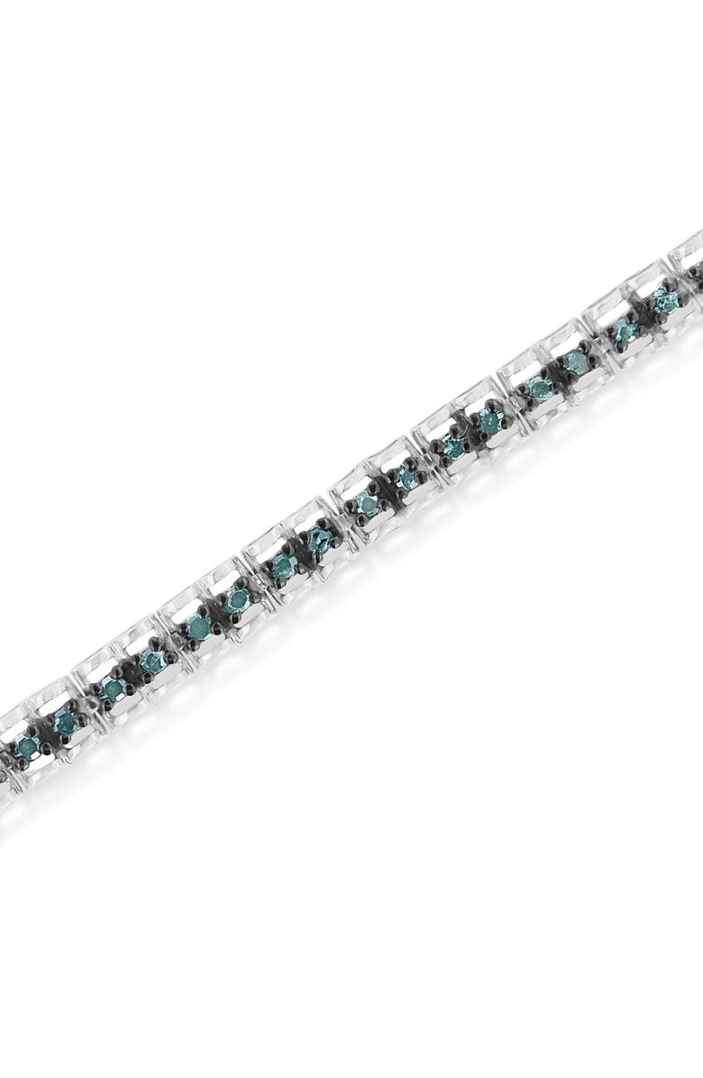 Haus of Brilliance Black Rhodium over Silver 1.0 Cttw Rose Cut Diamond Double-Link Tennis Bracelet, Alternate, color, White