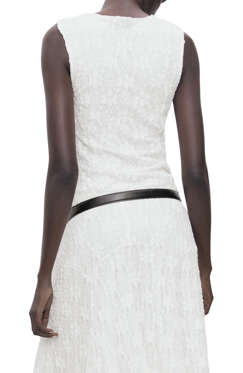 MANGO Lace Sleeveless Top, Alternate, color, White