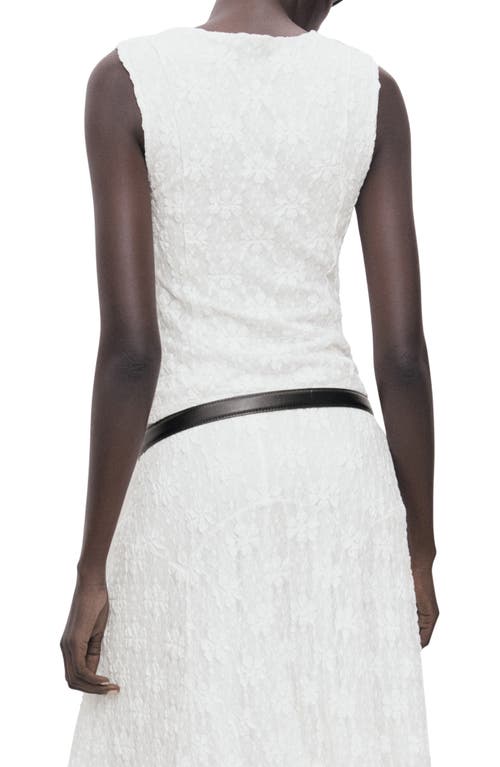 Mango Lace Sleeveless Top In White