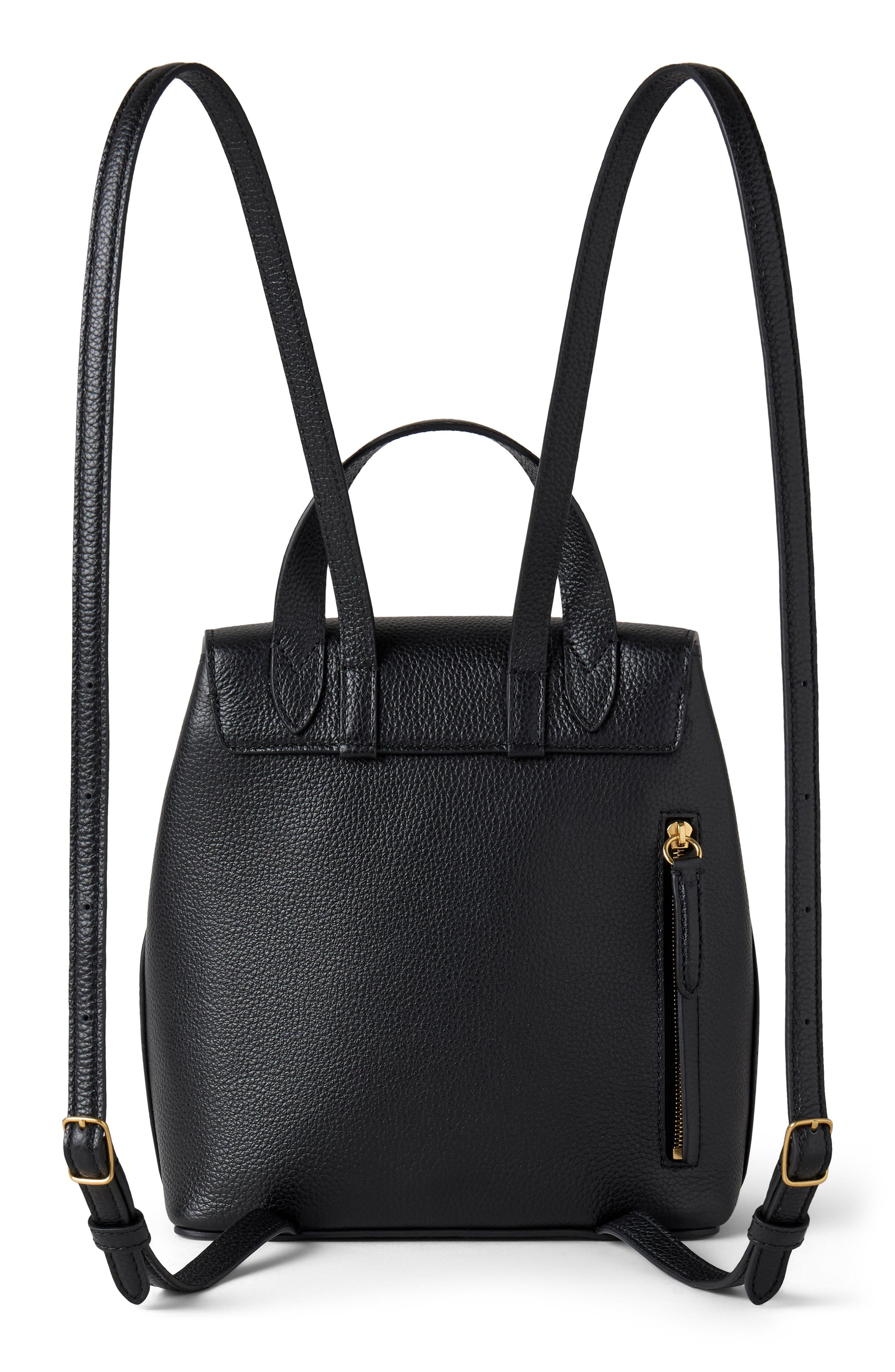Mulberry Mini Bayswater Leather Backpack, Alternate, color, Black