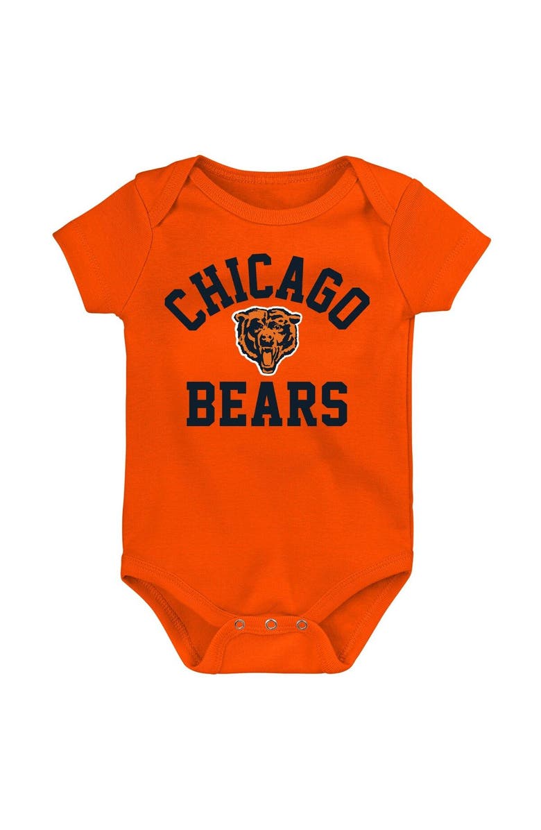 Outerstuff Newborn & Infant Orange/Navy/Heather Gray Chicago Bears Three-Pack Eat, Sleep & Drool Retro Bodysuit Set, Alternate, color, Orange