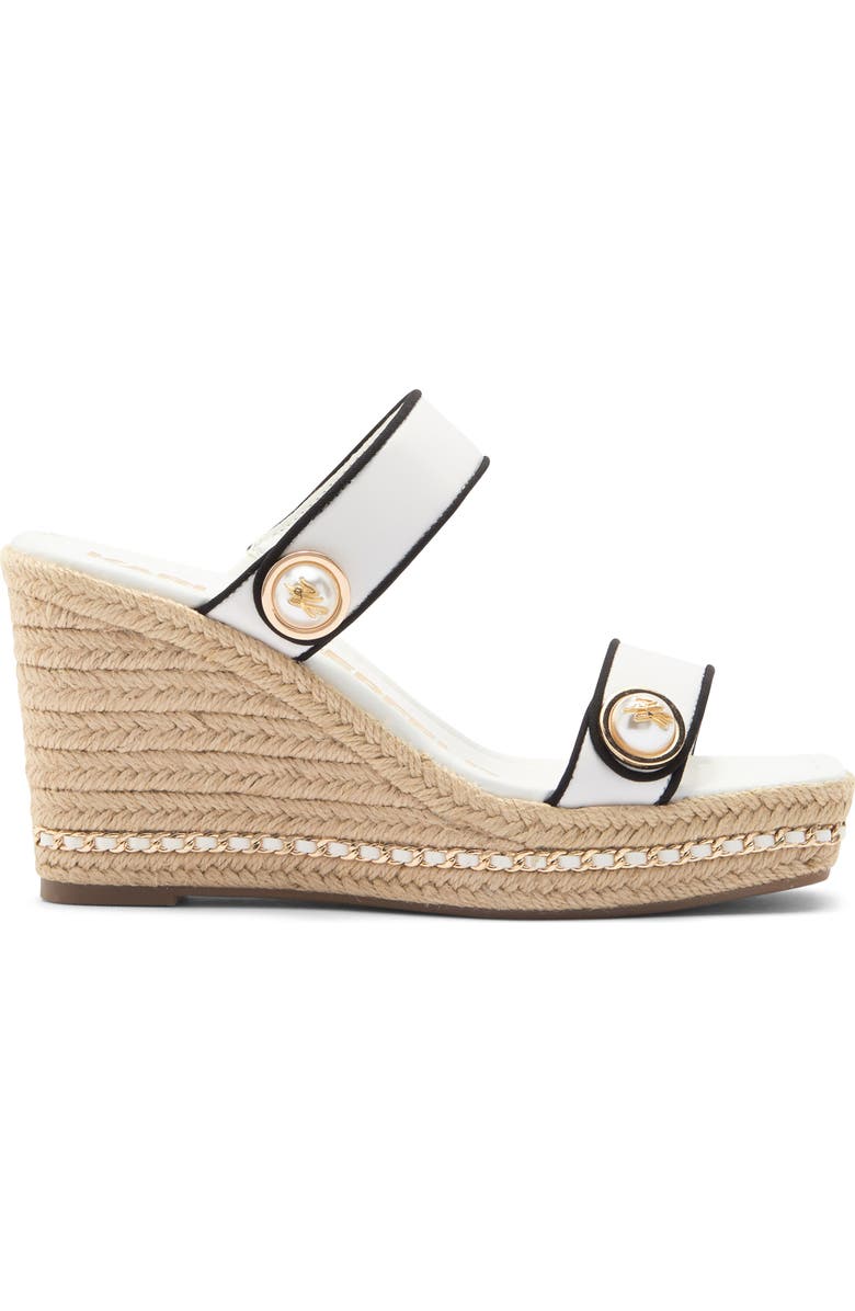 KARL LAGERFELD PARIS Carsen Espadrille Platform Wedge Sandal, Alternate, color, Bright White/ Black