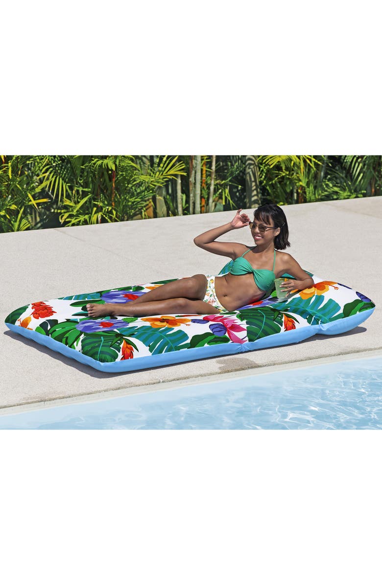 H2OGO! Blissful Drifter XL, 79" Inflatable Pool Lounge with UPF Cover 
Headrest, Alternate, color, Multicolored